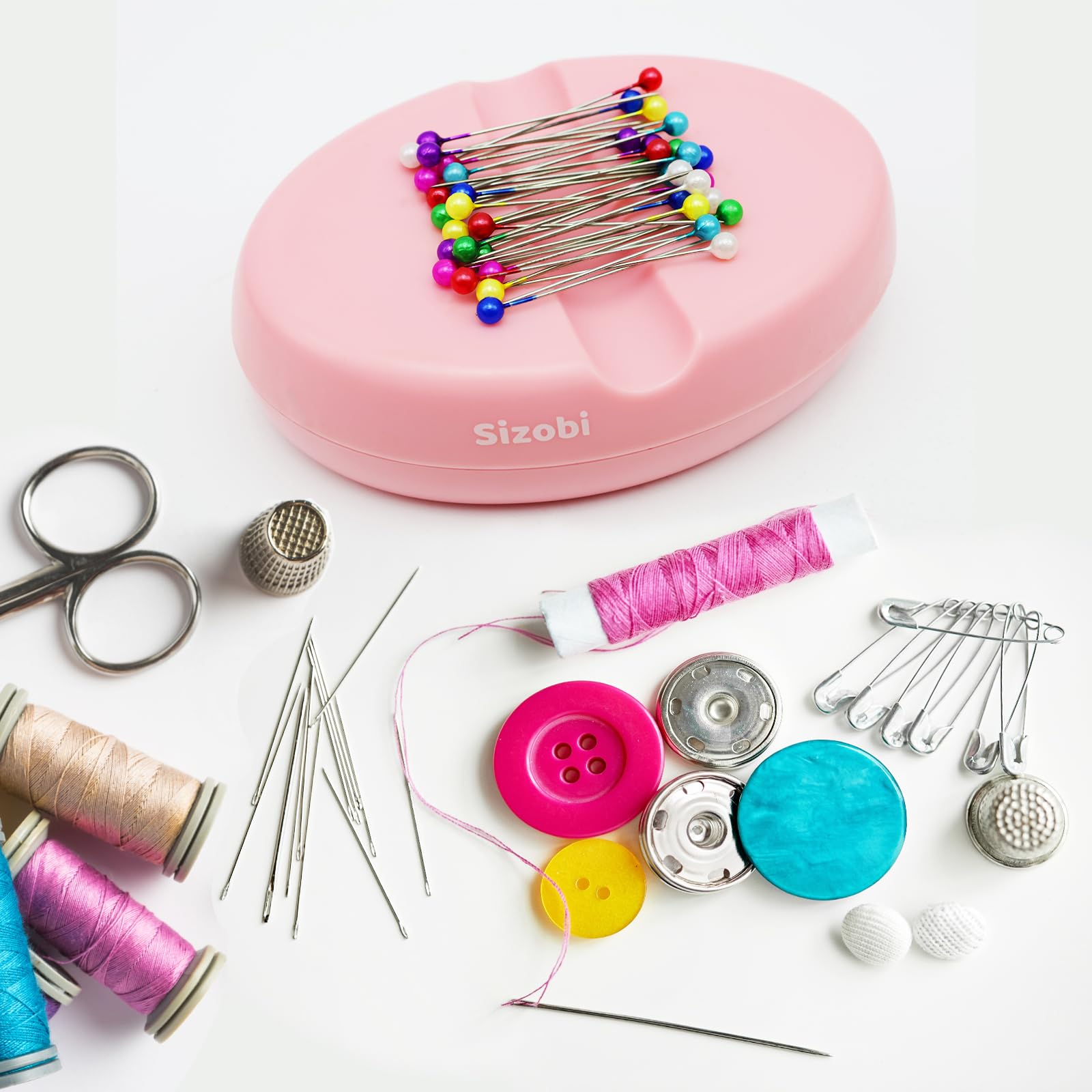Sizobi Magnetic Pin Holder, Magnetic Pin Cushions for Sewing, Sewing Supplies, Needle Magnetic Quilting Pins Holder Organizer, Bobby Pin Holder, Paper Clip Holder(Sewing pins not Included)