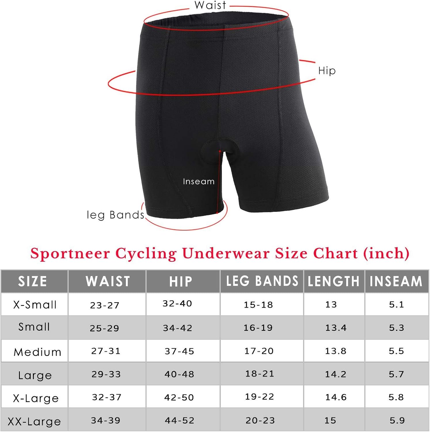 Sportneer Women's Padded Cycling Underwear 3D Padding Bike Bicycle Biking Shorts Underwear Designed for Women: Clothing