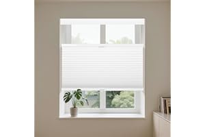 Allesin Top Down Bottom Up Cellular Shades,Blackout Blinds Noise Reduction,Cordless Cellular Shades Room Darkening Honeycomb Blinds,Blackout (White,27"x64")