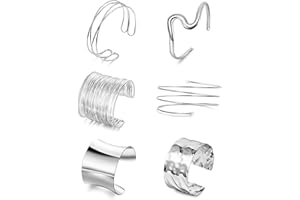 REVOLIA 6Pcs Arm Cuff Upper Arm Band Chunky Gold Cuff Bracelets for Women Adjustable Upper Arm Bracelet Minimalist Coil Bangle Open Wide Warp Bracelets Set