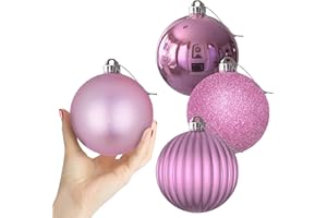GAMEXCEL Bubblegun Pink 4.0" Large Christmas Balls - Christmas Tree Decoration Ornaments Shatterproof Hanging Balls for Birthday Halloween Holiday Wedding Decorations Set of 4pcs