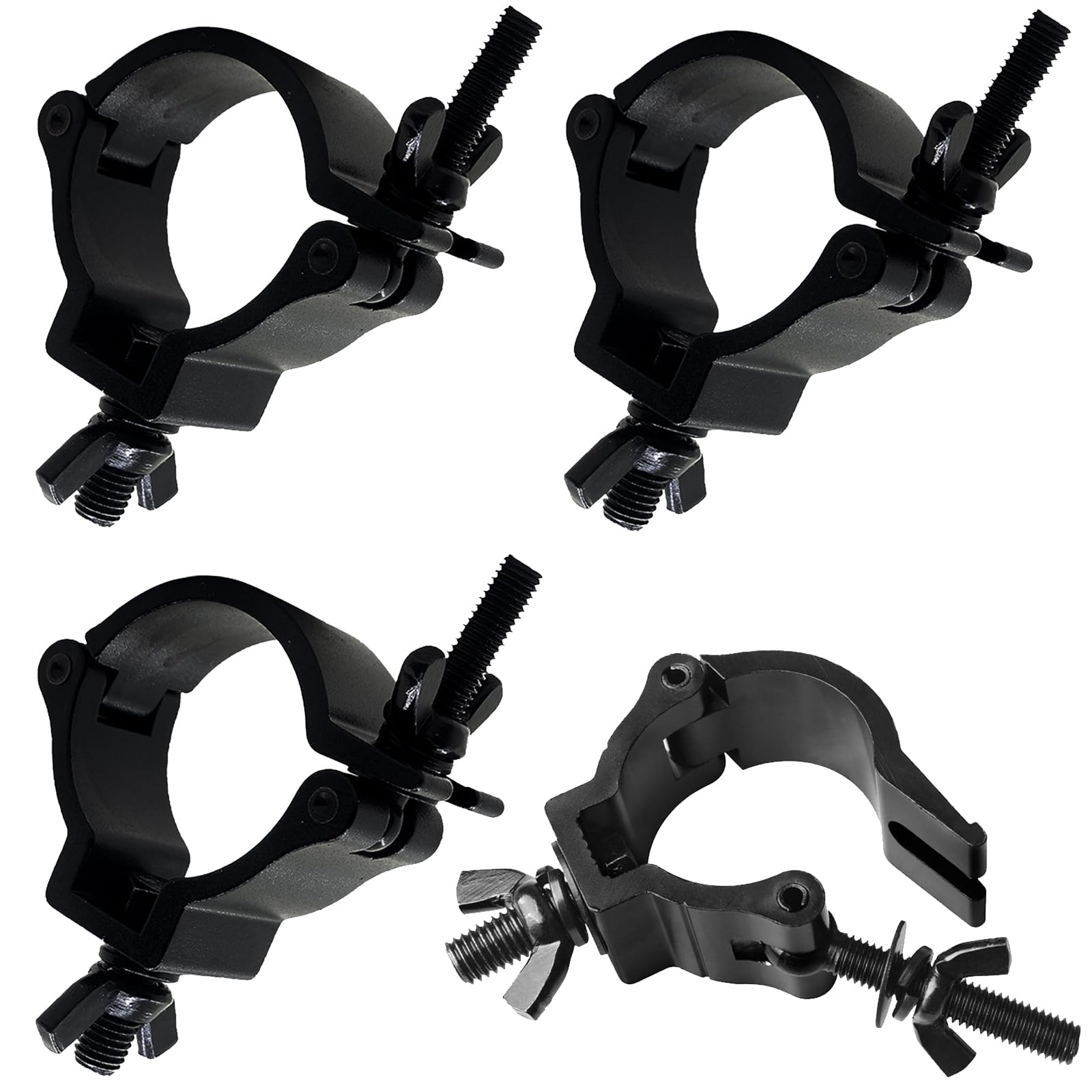 Half Coupler, QNLEMON 4PCS Aluminum Alloy Hook Clamp Stage Lighting Clamp Load 100kg fit Pipe 48-51mm for Par Light Spotlight Stage Moving Head Light