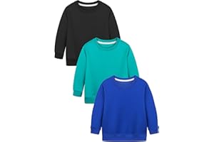 Cooraby 3 Pack Baby and Toddler Boys Crewneck Sweatshirts Kids Solid Cotton Pullover Hoodie Long Sleeve T-Shirts Tops