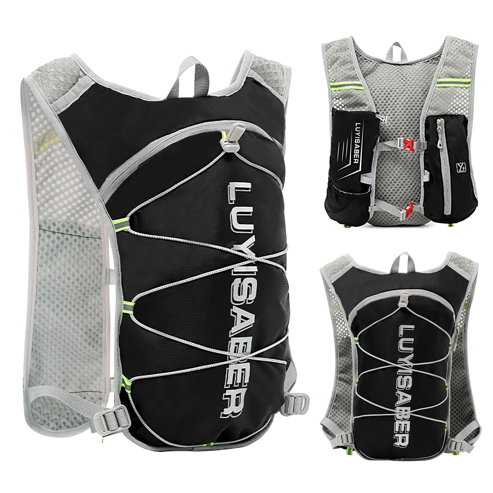 flintronic Running Vest for Women Men, Lightweight Running Backpacks, Hydration Vest Backpack with Reflective Design, Adjustable Hydration Backpack for Outdoor Climbing Hiking Cycling Biking Trail