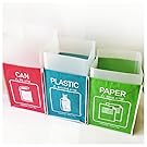 Recycle Bin Separate Recycle Bag Waste Baskets Compartment Container with Inner Frame (3 Bins + 3 Inner Frames) by Happy Sale