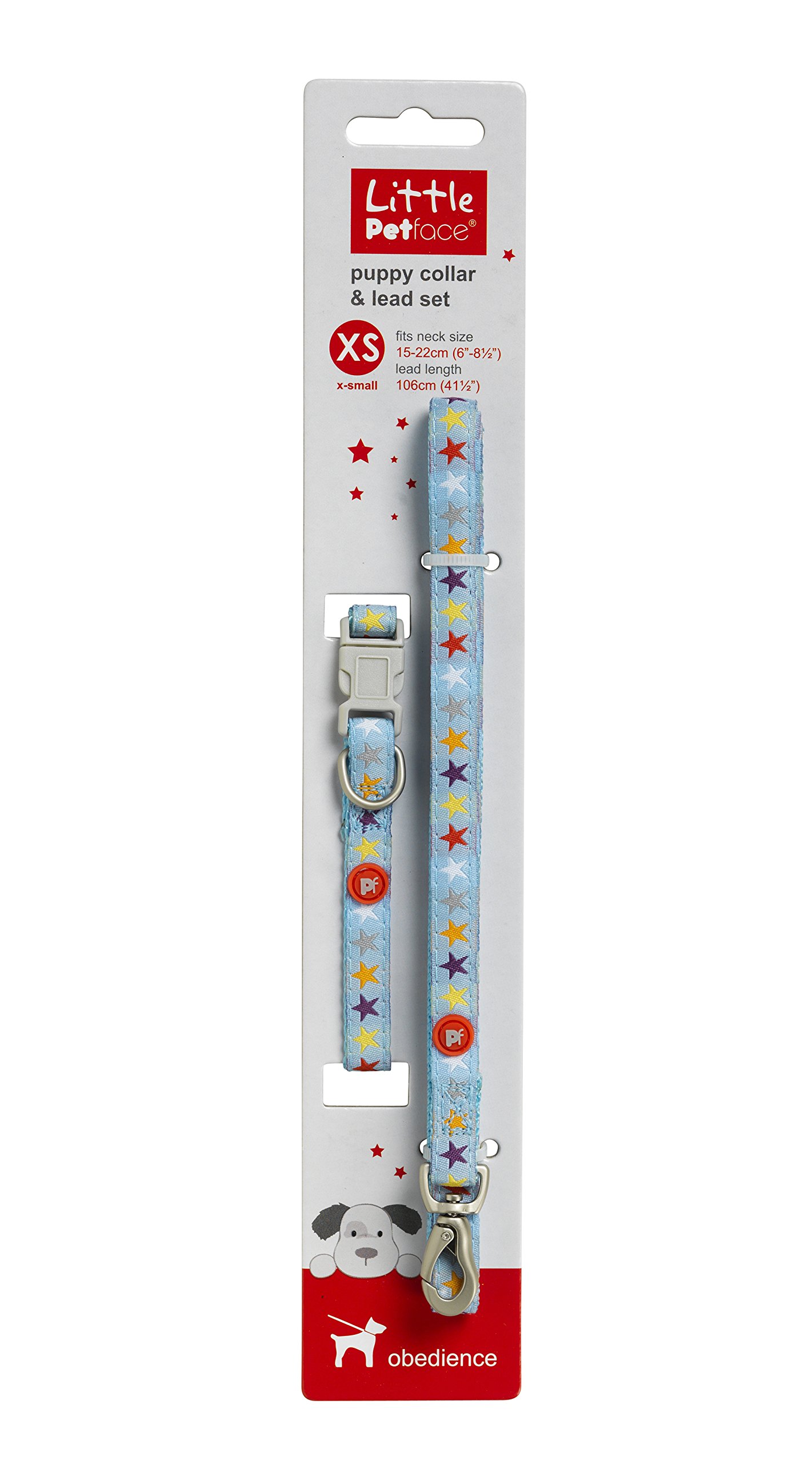 Petface (Little Petface) Puppy Dog Collar/Lead Set, X-Small, Mixed Stars