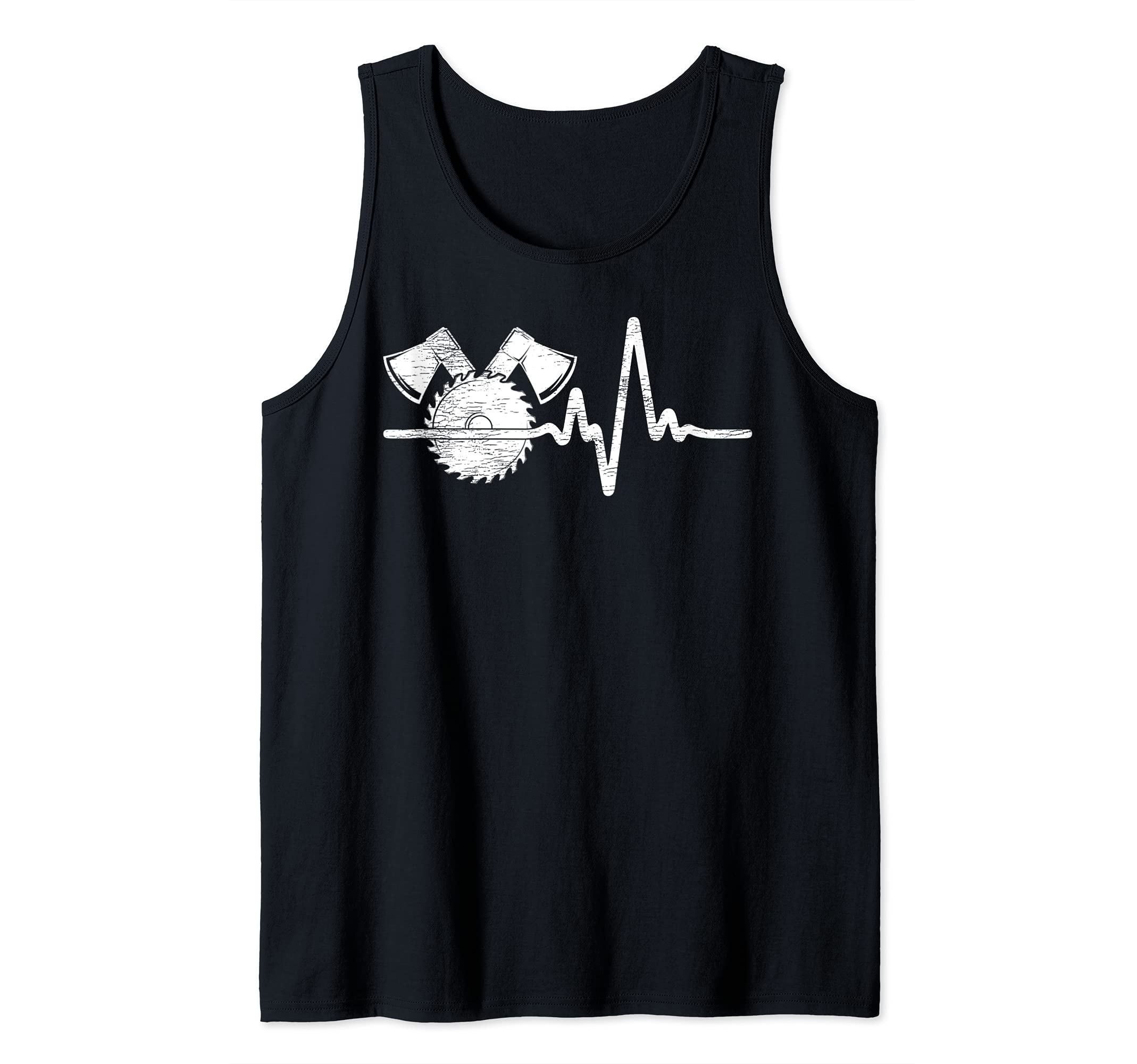 Funny Carpenter Woodworking Saw Heartbeat Tank Top