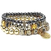 Jardme Healing Crystal Bracelets for Women, 8mm Beaded Natural Stone Stretch Chakra Bracelets Tree of Life Bracelet Jewelry Gifts for Women