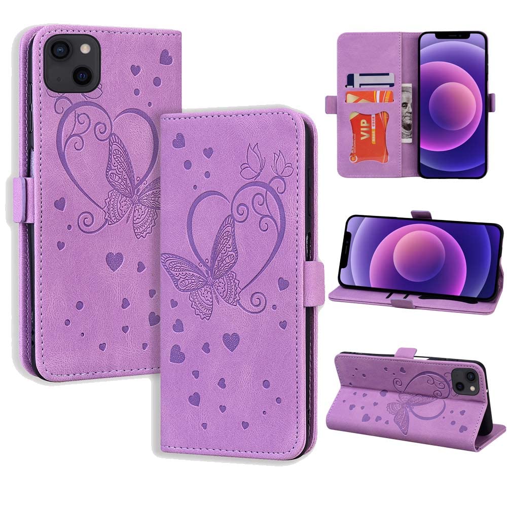 CASAFUNY Case for iPhone 13 Case Flip Wallet Leather Case with Card Holder Kickstand Magnetic Closure Protective Phone Case Cover for iPhone 13 6.1 inch 2021, Purple — image 1