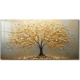 Tempered Glass Backsplash for Kitchen，Tree of Life Glass Backsplash,30x16'' | Easy to Install and Clean, Used for Kitchen Wall Protection and Decoration. One Piece Oven &amp; Range Backsplash
