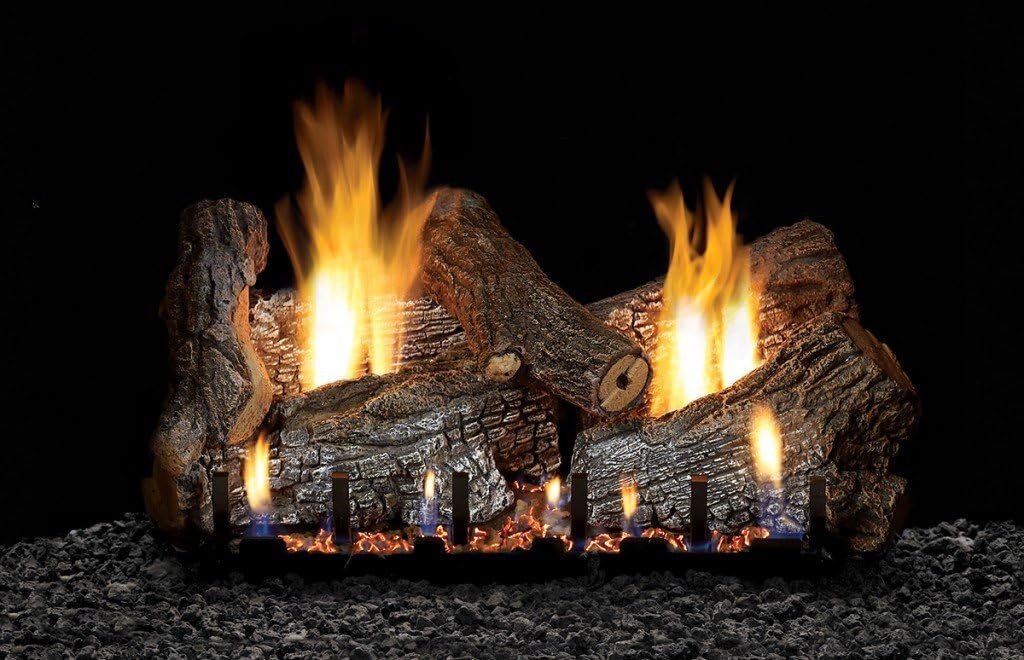 White Mountain Sassafras Vent Free 24" Gas logs with On/Off and Variable Flame Height Control Remote - Natural Gas