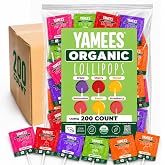 YAMEES Organic Lollipops 200 Count Bulk Suckers | USDA Organic, Vegan, Gluten-Free & Allergy-Friendly Assortment for Parties,