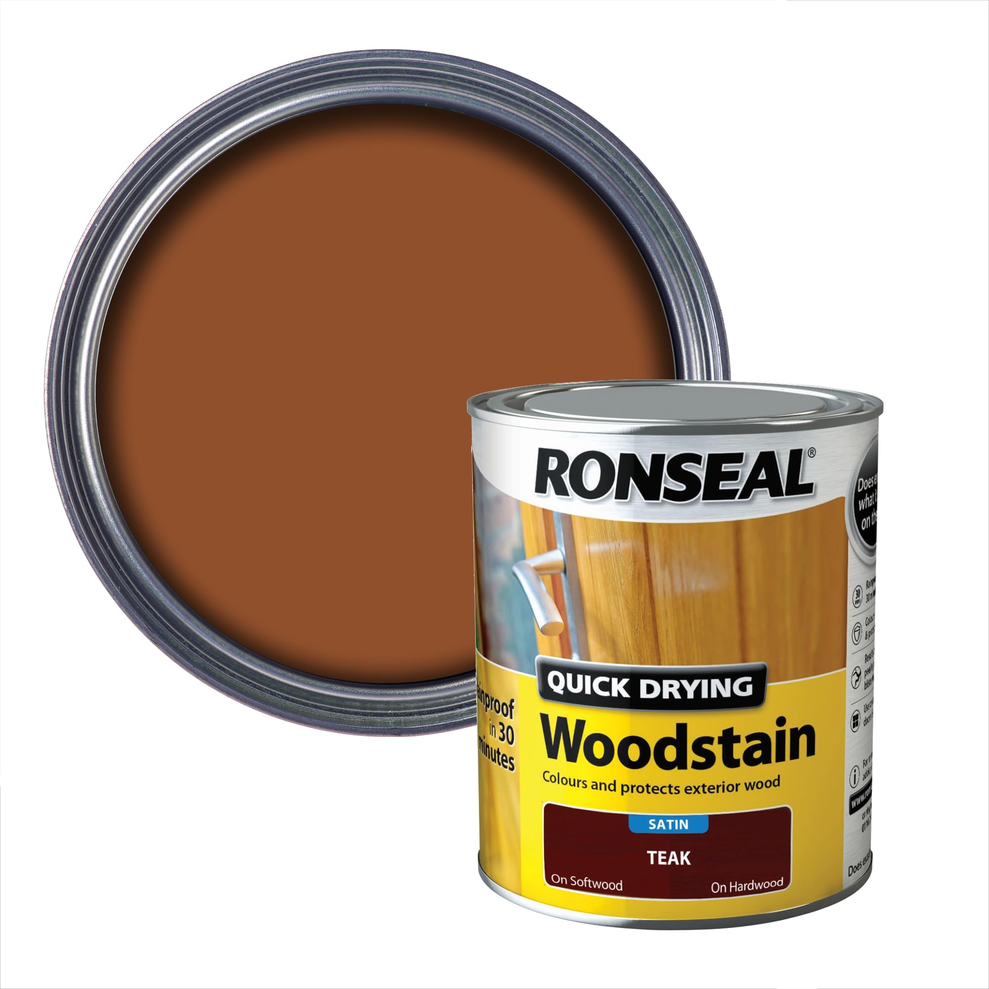 Ronseal QDWSM250 250ml Woodstain Quick Dry Satin - Mahogany