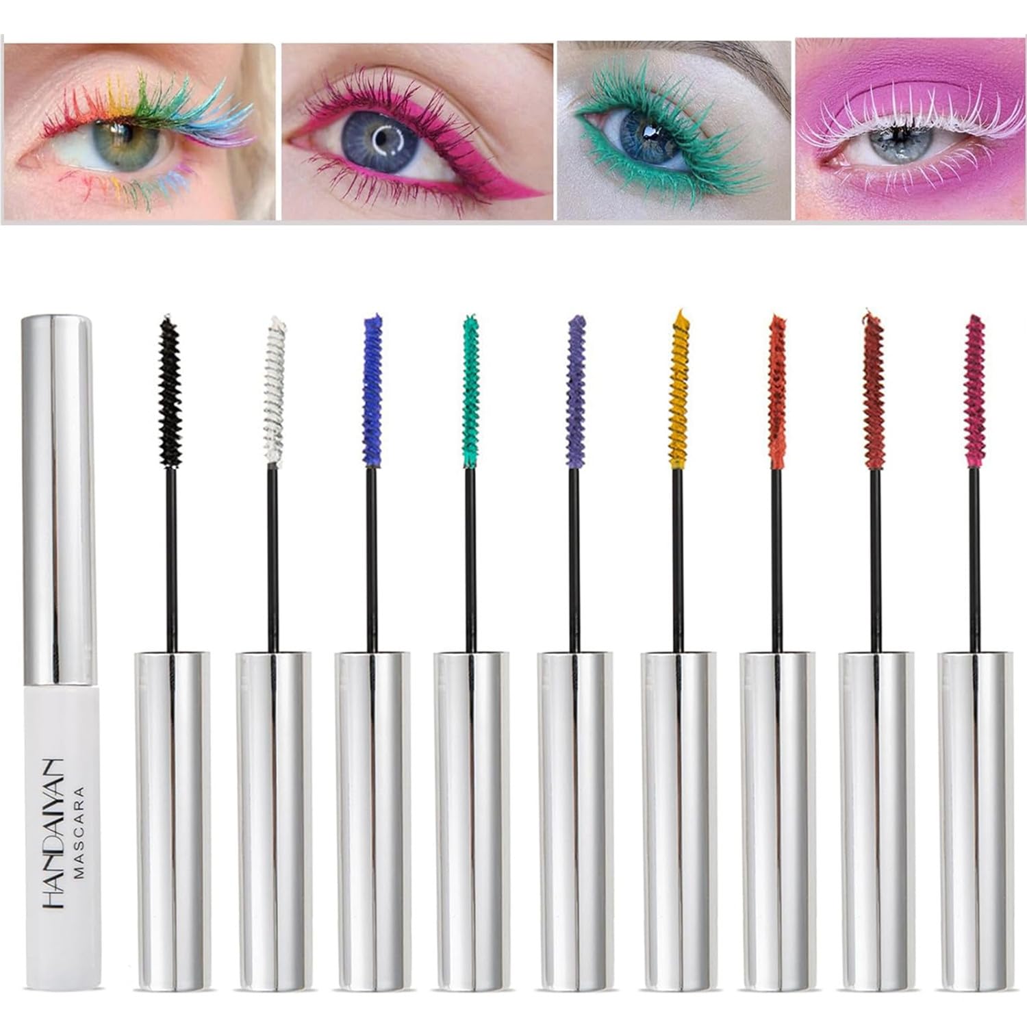 Photo 1 of BONNIE CHOICE 9 Colors Colored Mascara Set for Eyelashes, Red Pink Purple Blue White Black Rainbow Colorful Mascara Waterproof Charming Long Lasting Voluminous Eye Makeup Mother's Day Gifts for Women
