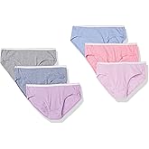 Hanes Girls' Underwear, Ribbed Moisture-Wicking Tagless Panties, Hipster & Brief, 6-Pack