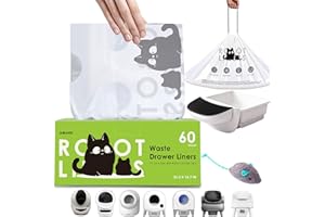 AWOHH 60 Tidy Draw-Pack Cat Litter Box Robot 5/4/3 Waste Bags,Tear-free, Sensor-compatible, Automatic Litter Box Bags, Thick Heavy Duty Cat Litter Box Liner Bags 26.3 X15.7 IN
