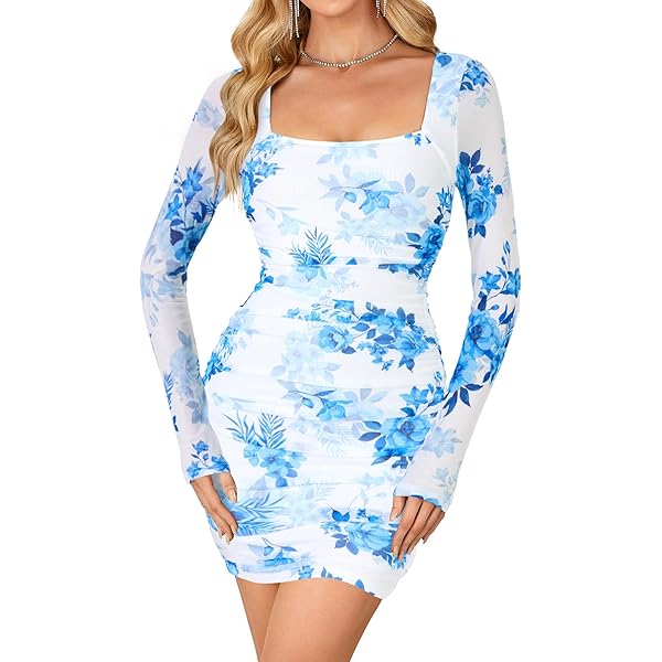 knee length dresses for ladies Mesh Sequin See-Through Long Dress main image 1