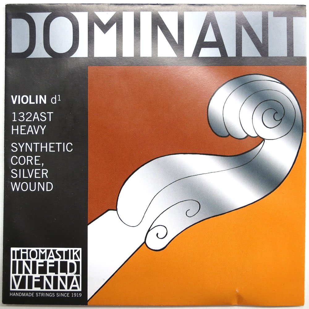 Thomastik Single string for Violin 4/4 Dominant - D-string Synthetic Core, Silver Wound, Strong