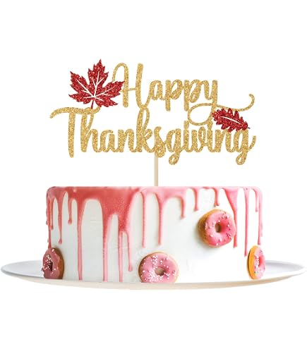 Happy Friendsgiving Cake Topper Mit Glitzer – Herbstliche Kuchendekoration Für Thanksgiving & Friendsgiving Partys