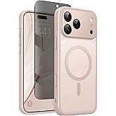 Magnetic Case for iPhone 17 Pro with Privacy Screen Protector [Compatible with MagSafe][Camera Protection][Military-Grade][Camera Control Cover]Translucent Matte iPhone 17 Pro Phone Case,Rose Gold