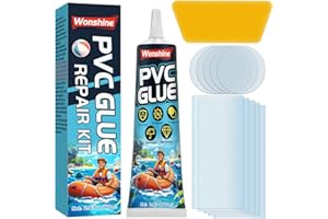 Wonshine Pool Liner Patch Repair Kit, Air Mattress Patch Kit, Waterproof for Inflatable Toys, Bounce House, Swimming Pool, Boat, Raft, Kayak, Tent, Hot Tub, PVC Glue 60 ML