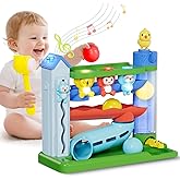 Ussybaby Hammer Toddler Musical Toys, Light-Up Baby Musical Toy for 1-2 Year Old Boys & Girls,STEM Educational Toy with English & Spanish, for Ages 6-9,9-12,12-18,18-24+ Months