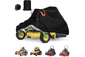 AIBILEY Zero Turn Mower Cover,Riding Lawn Mower Cover Waterproof Heavy Duty Anti-UV Tearproof 600D Polyester Fabric,Fits up to 62" Decks 0-Turn Lawnmower Covers,with Windproof Buckles,Black-83"Lx62"Wx50"H