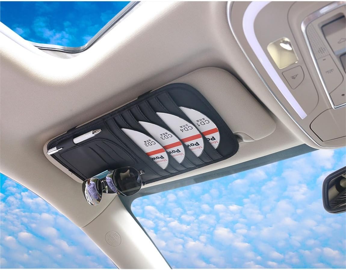 SZAT PRO Car Sun Visor CD Storage Cases Clip Black: Automotive