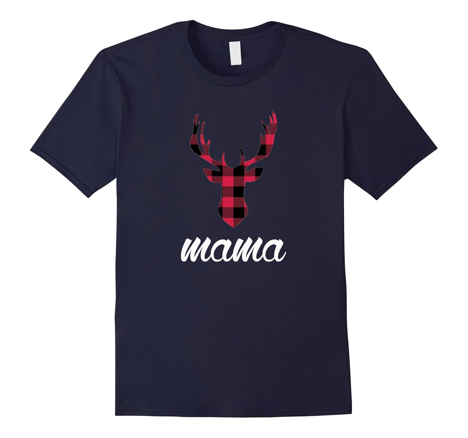 Red Plaid Buck Deer Mama Matching Family Pajama T Shirt-Rose