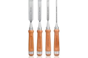 TOOLEAGUE 4 Pieces Wood Chisel Tool Set for Woodworking, Tempered to 60HRC, Beech Handle, Woodworking Carving Chisel Kit with