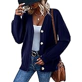 Dokotoo Womens Cardigan Sweaters 2025 Fall Casual Button Down Cuffed Long Sleeve Ribbed Knit Sweater Tops