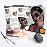CAHOTO Halloween Zombie Face Body Paint SFX Makeup Kit | Complete Set Include 5 Colors Face Paint, Scar Wax, Setting Powder, Fake Blood &amp; Liquid Latex for Cosplay Stage Realistic