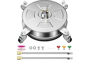 NEZION 14" Pressure Washer Surface Cleaner with 4 Wheels, Stainless Steel Housing, 4000 PSI Max, 3 Connect Nozzles & 2 Extension Wands, Pressure Washer Surface Cleaner for Concrete, Patios, Sidewalks