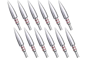 MOLFUJ MOLFUZ 12pcs Archery Field Points 100/125/150/200/300 Grain, Stainless Steel Screw-in Practice Arrow Tips for Recurve, Compound Crossbow, Hunting and Target Shooting
