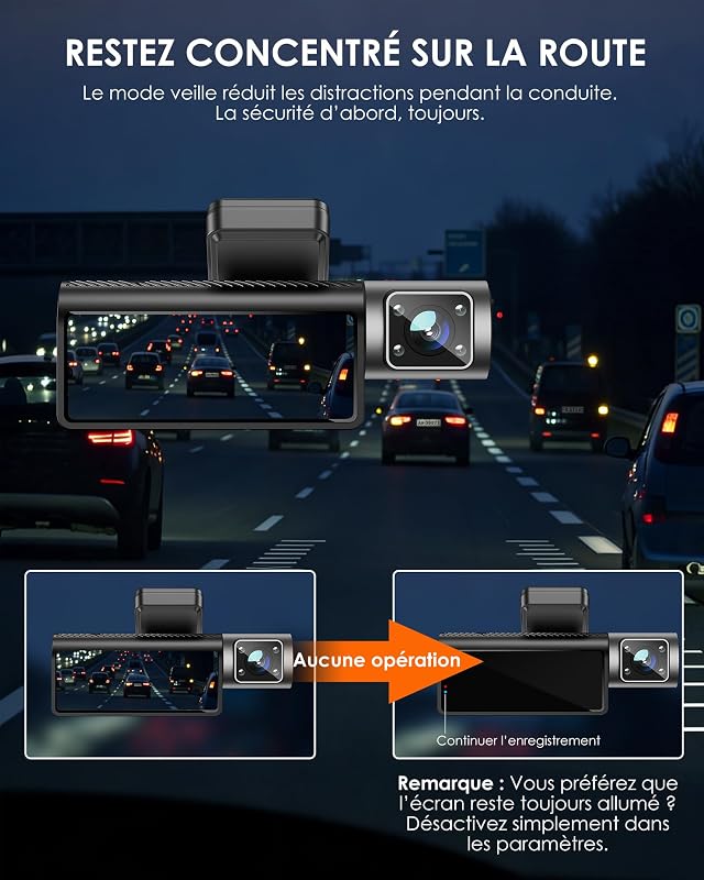 Dashcam Voiture 3 Canaux 4K avec SD 32 G, WiFi 6 Caméra Embarquée