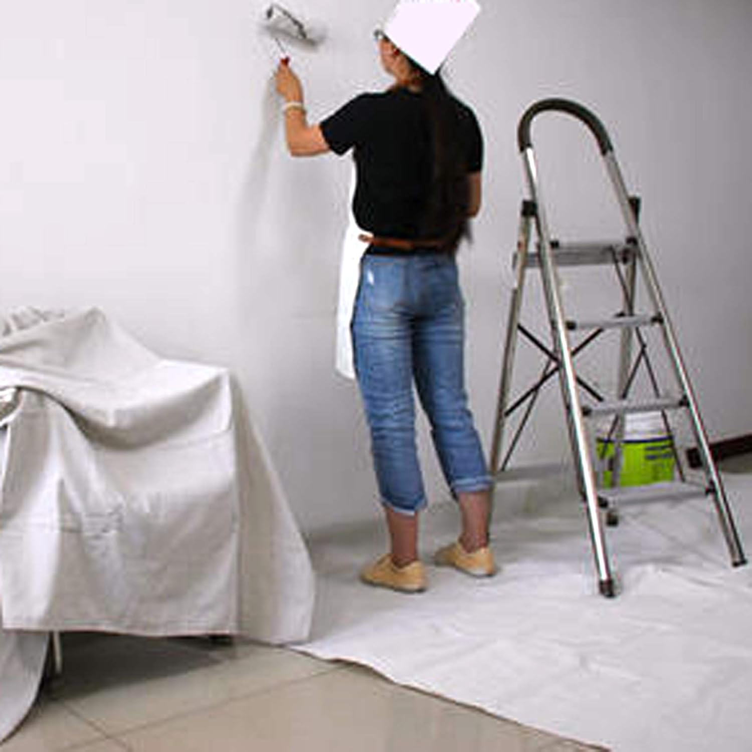 KingOrigin Grey White Canvas Drop Cloth 9x12feet for Painting Painters Drop Cloth, Paint Tarp, Curtains, Canvas Sheet - Image 5