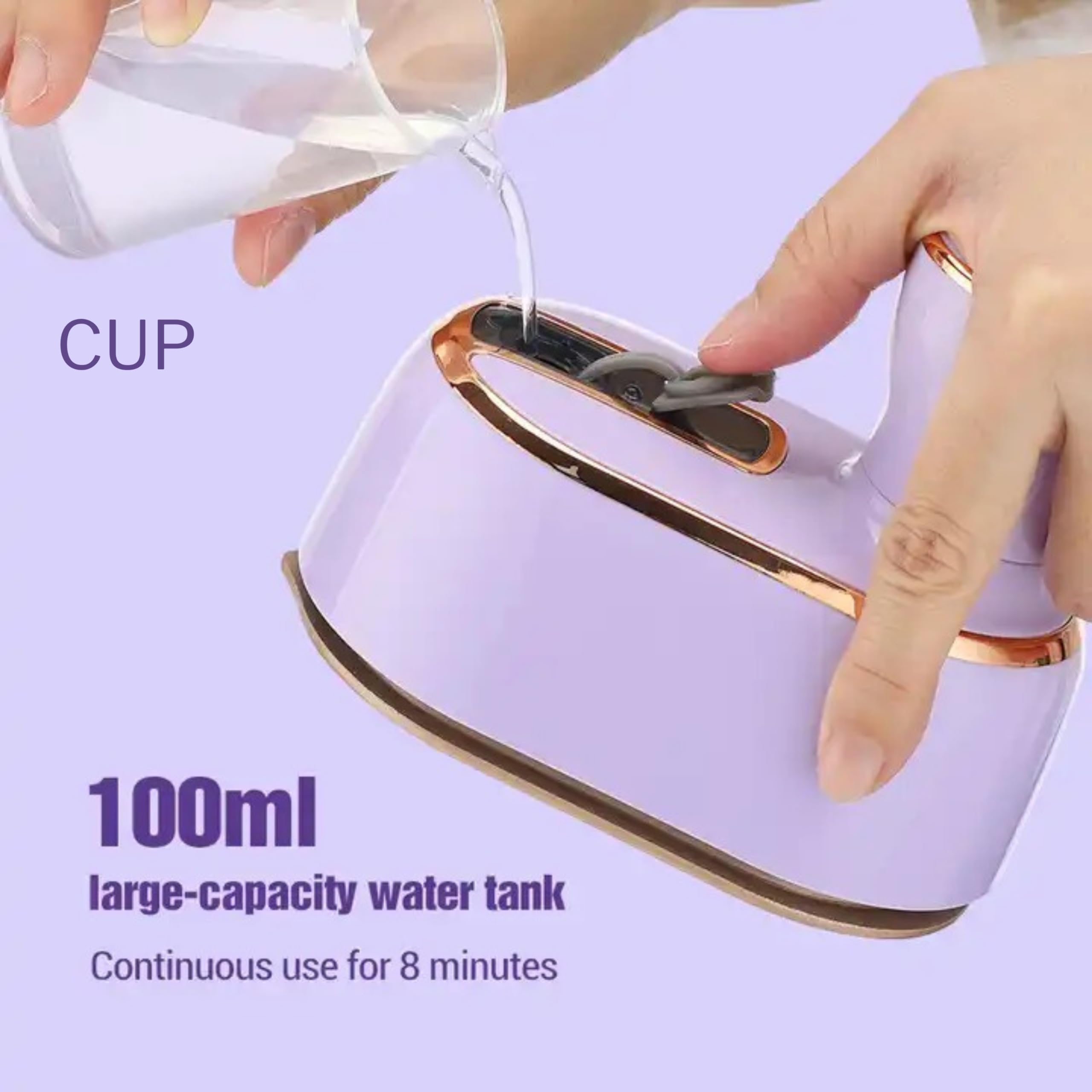 REBOLLITA Travel Steamer Iron for Clothes, 1000W handheld size portable Steamer Support Dry and Wet Ironing 180° small hand garment electric steam ironing machine for dress shirt travel (PURPLE)