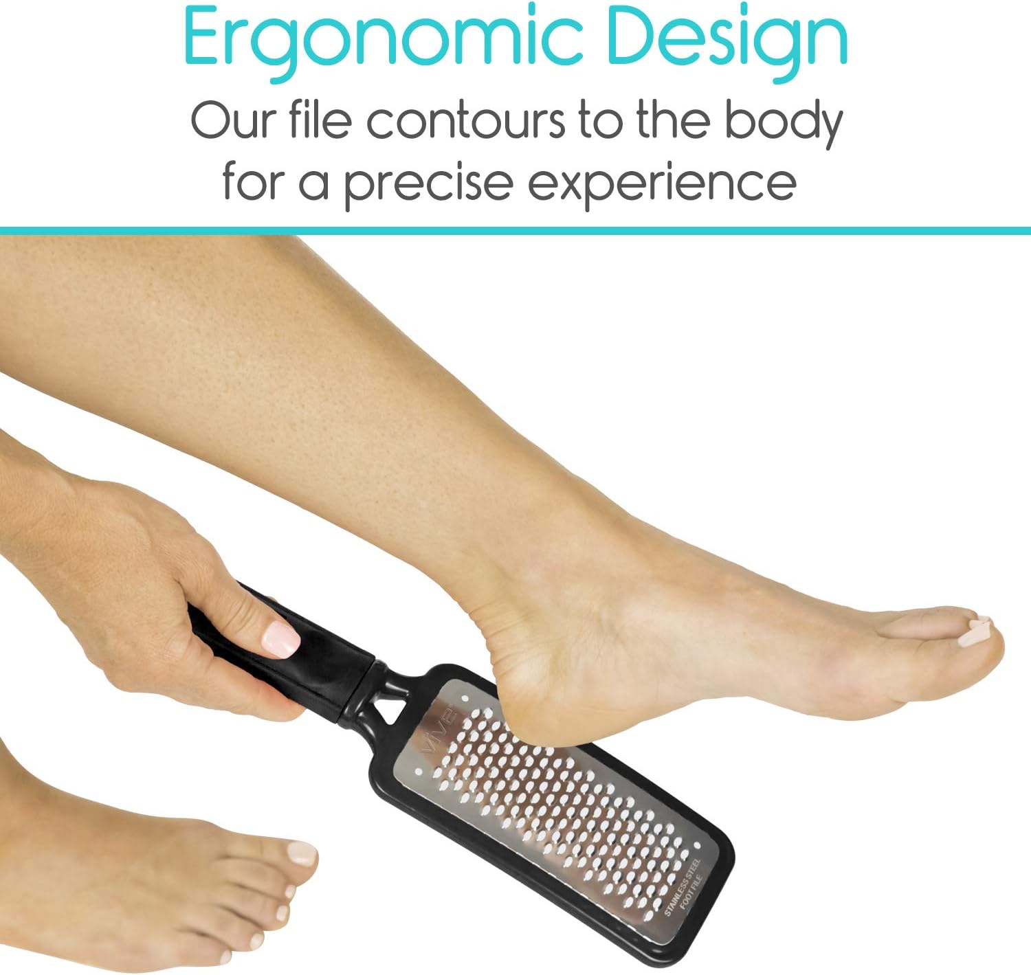 Vive Foot File (3 Pack) - Callus Remover Pedicure Tool Kit for Men, Women Care - Dead Skin Heel Scrub Shaver and Rough Patch Eliminator Remover for Dry and Wet Toe and Feet Peel - Rasp Scrubber Blade: Health & Personal Care