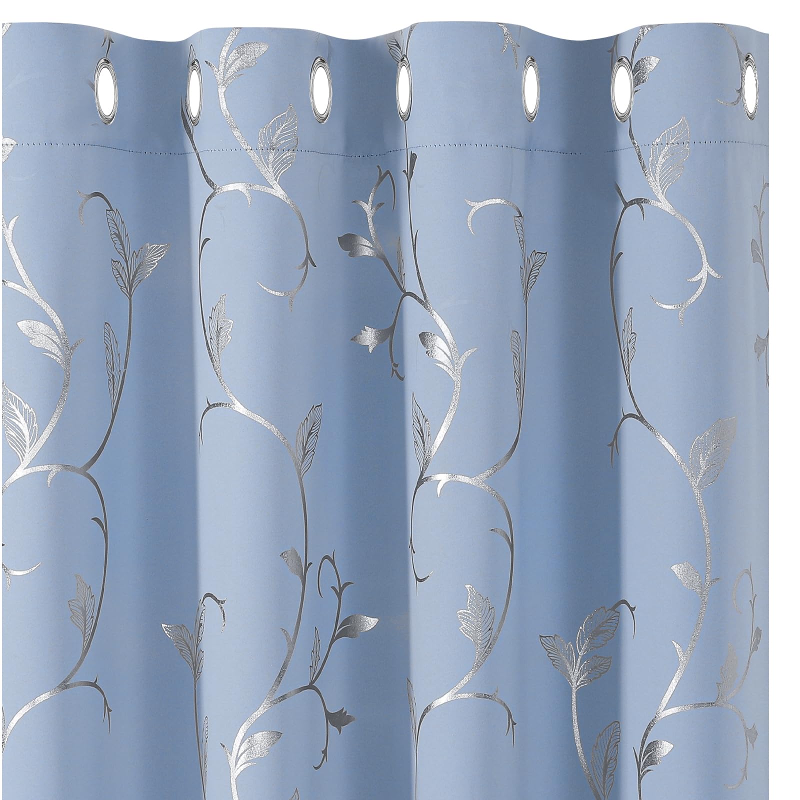 BUHUA Blue Blackout Curtains, Silver Foil, Heat-Insulating Curtains with Eyelets, 214 x 132 cm (H x W), Thermal Curtain, Cold Protection, Set of 2 — image 1