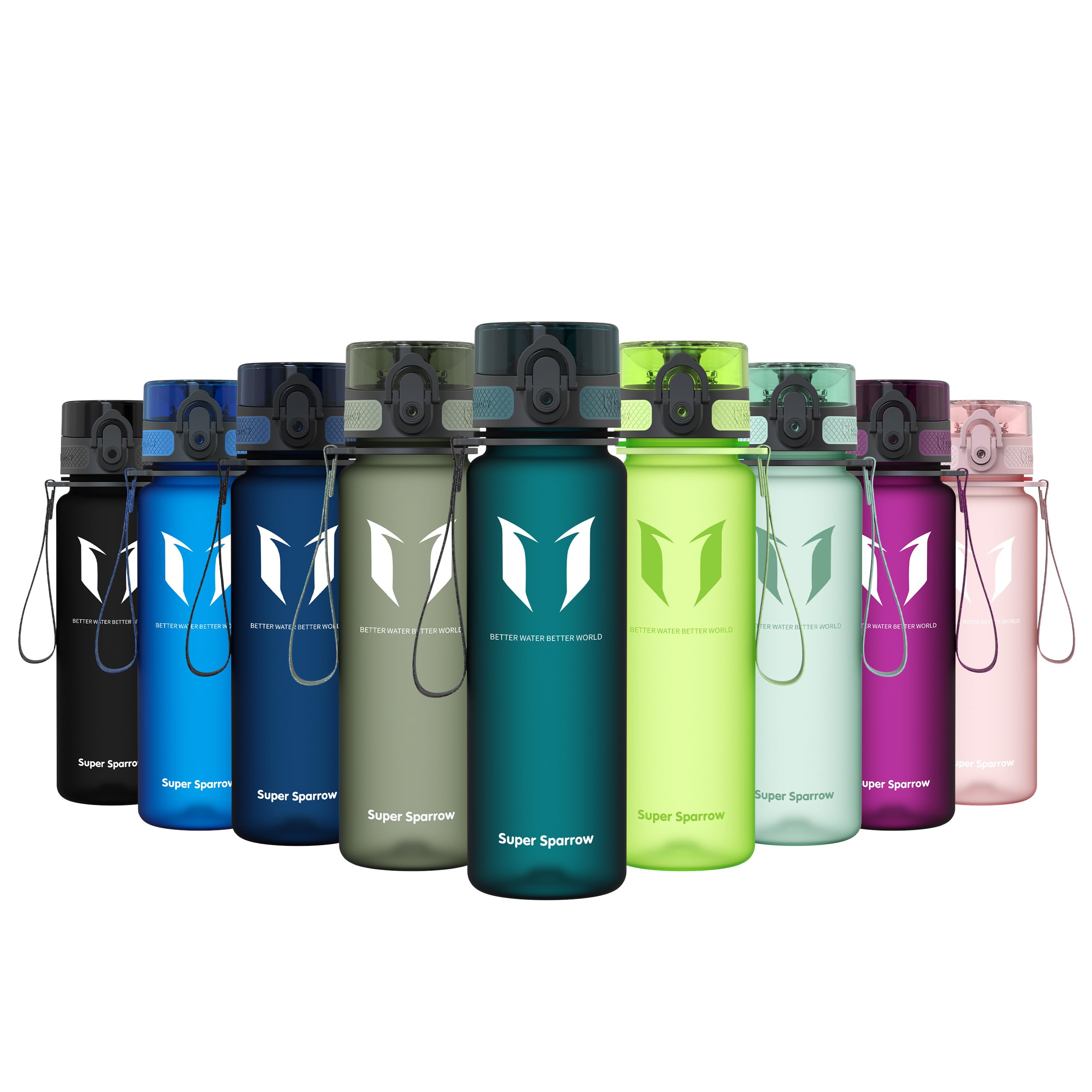 Super Sparrow Trinkflasche - Tritan Wasserflasche - 500ml - BPA-frei - Ideale Sportflasche - Sport, Wasser, Fahrrad, Fitness, Uni, Outdoor - Leicht, Nachhaltig