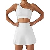 Women's Tennis Skirts Sport Bra Sets High Waisted Golf Skorts Skirt One Shoulder Sports Bra Running Workout Activewear