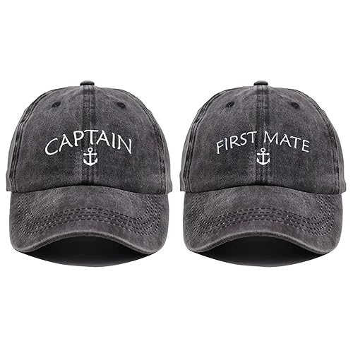 Embroidered Boat Captain Hat First Mate Hat for Men Women Pack