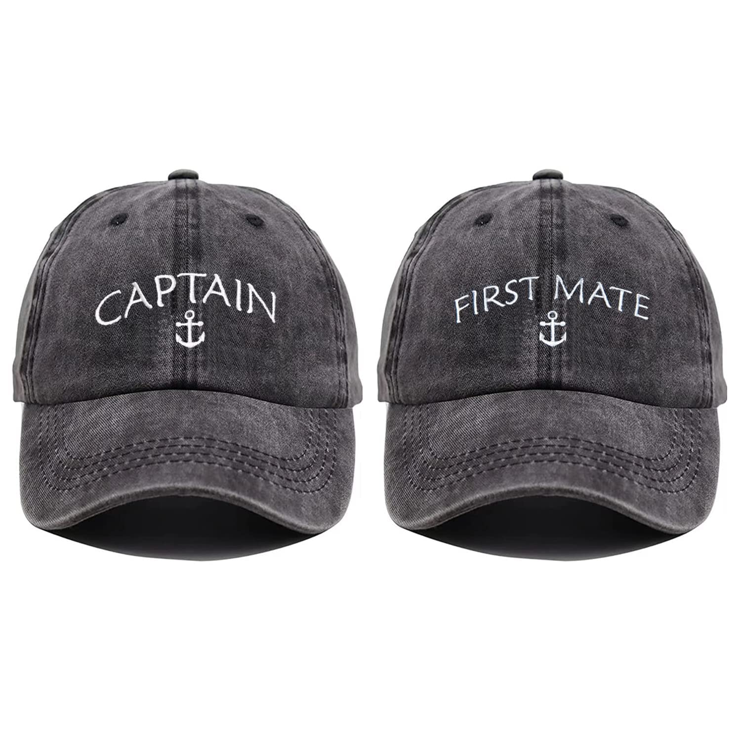 Embroidered Boat Captain Hat First Mate Hat for Men Women Pack