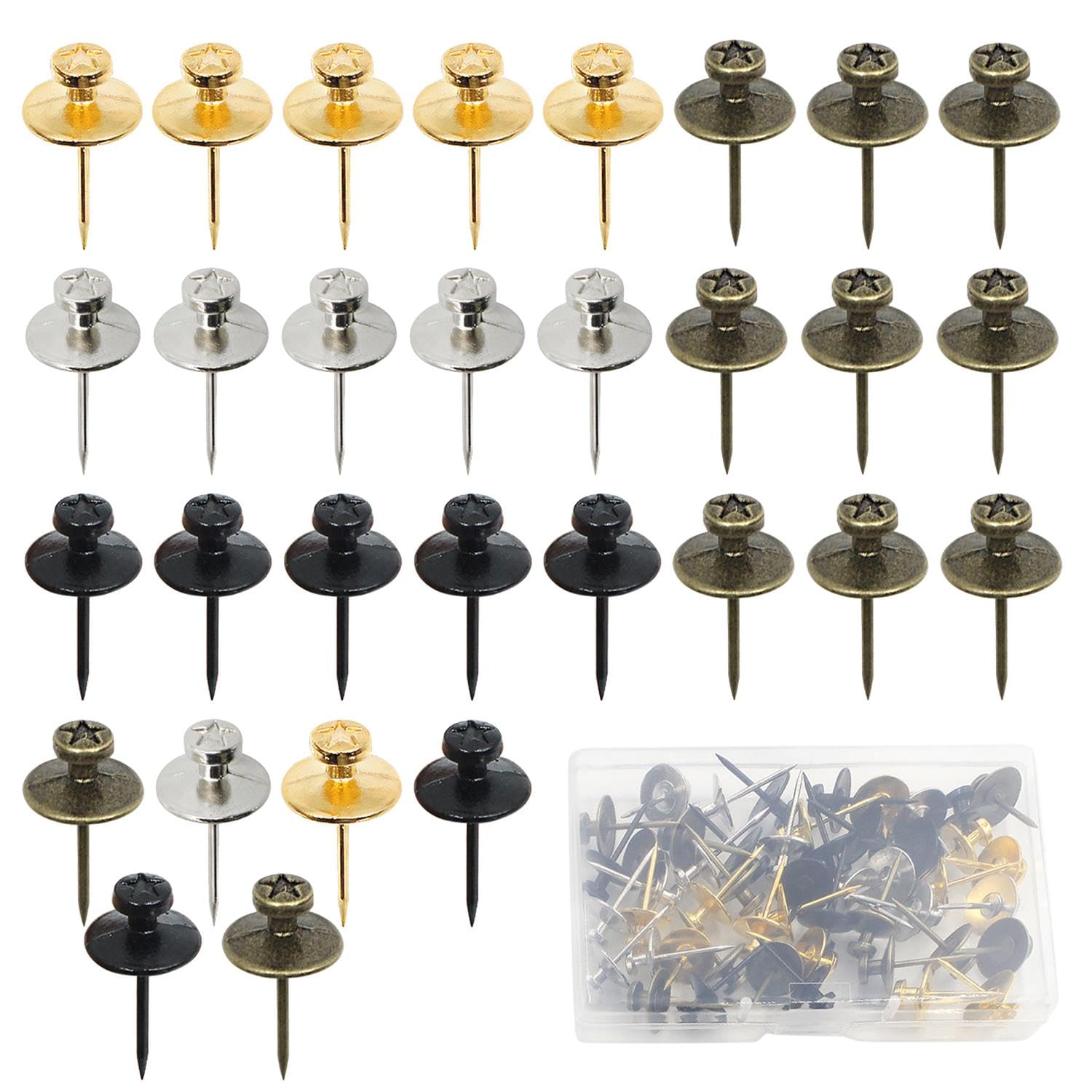 30 Pieces of Double-Headed Five-Pointed Star Pushpins, Decorative Nails for Paintings, Photo Fixing Accessories, Home Office Wall-Mounted Nails, Suitable for Home Offices