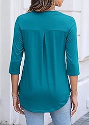 Halife Three Quarter Sleeve Tops Woman V Neck