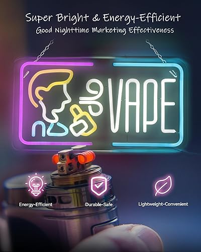 Vape LED Neon Light Sign,16.9"X 5.9" Bright LED Vape Sign by USB with  ON/OFF Switch,with hanging chain,For Pub,Smoke Business Window,Smoking  Lounge,Party in Kenya | Whizz Store Signs