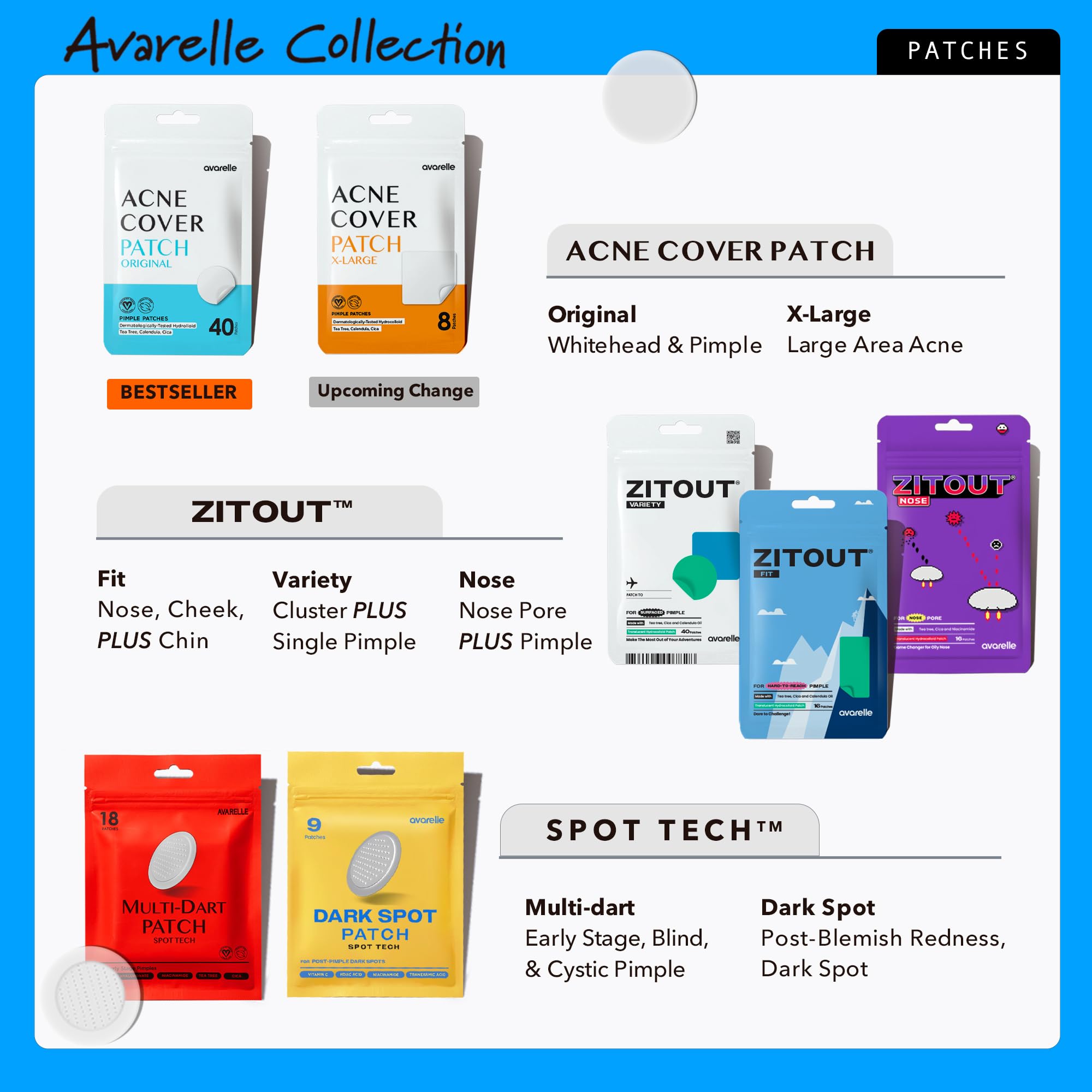 AVARELLE Acne Cover Patches, Eligible Hydrocolloid Pimple Patches for Face with Tea Tree Oil, Korean Skincare Zit Patches for Face | HSA Store Eligible Items | Vegan, Cruelty-free