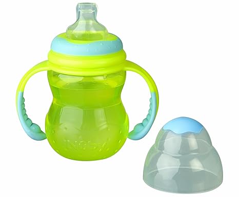 Nûby 1094 - Weithals-Trinklernflasche aus Polypropylen 240ml mit Griff und auslaufsicherem Trinkmundstück aus Silikon für var