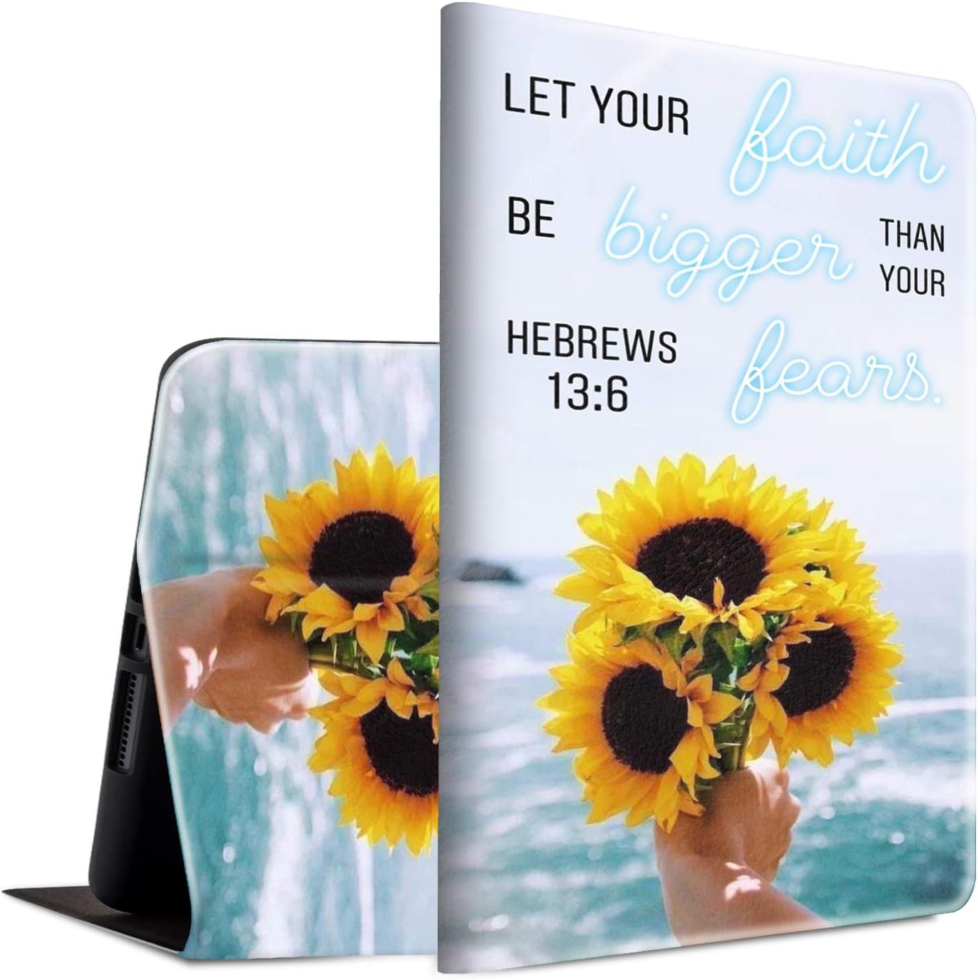 iPad 10.2 2019 Case, Spsun Lightweight PU Leather Folio Cover Adjustable Stand with Auto Wake/Sleep Smart Protect Case for Apple iPad 10.2 Inch 7th Generation 2019 - Let Your Faith Be Bigger
