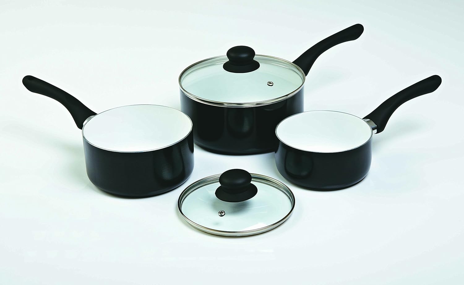 5 Piece Ceramic Black Saucepan Set Amazon.co.uk Kitchen & Home